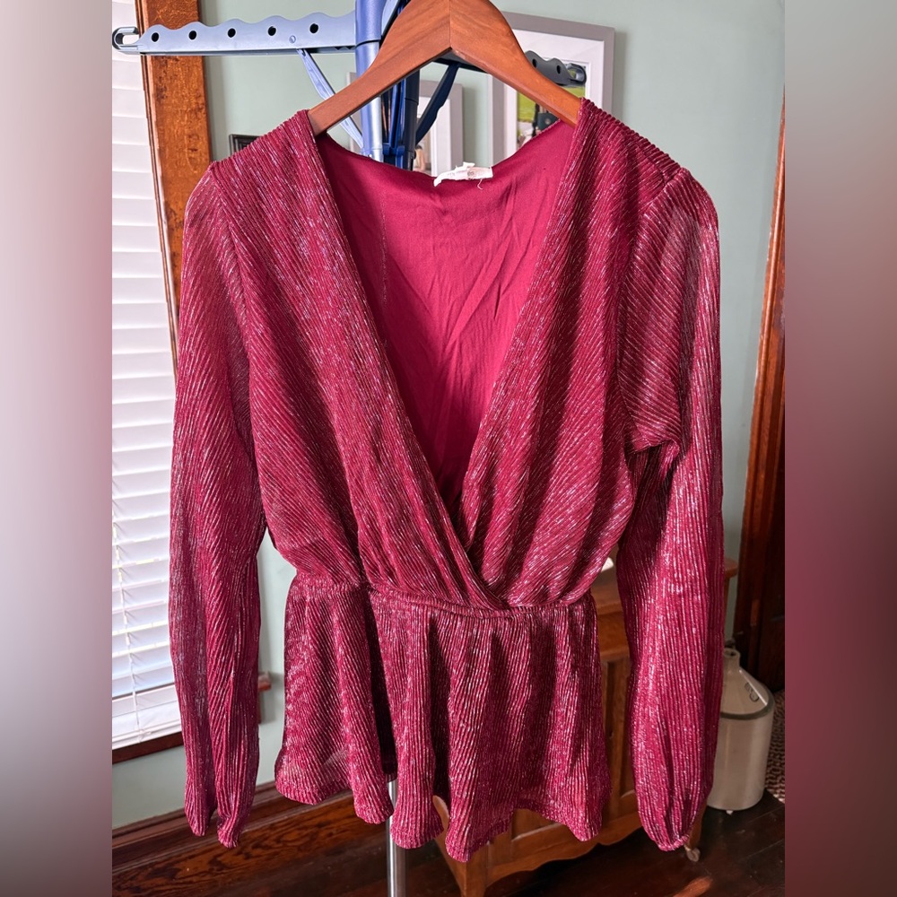 Maurices Deep Red Textured Blouse